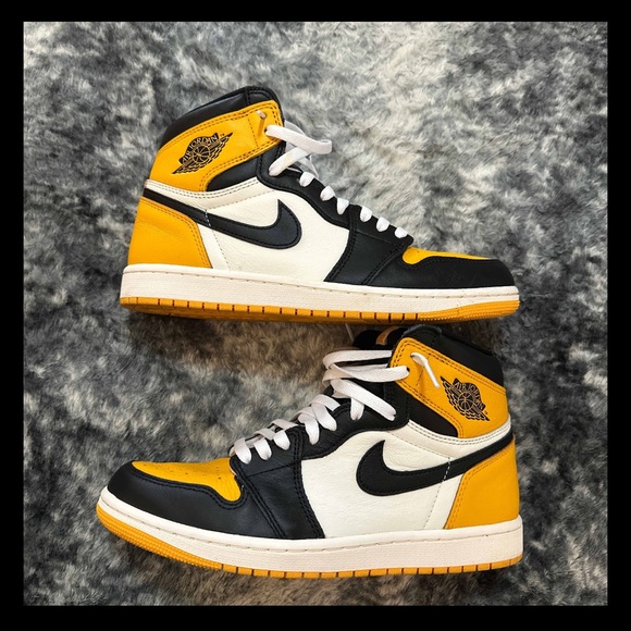 Nike Retro OG Air Jordan Athletic Yellow and Black High-Top Sneakers - Picture 1 of 8
